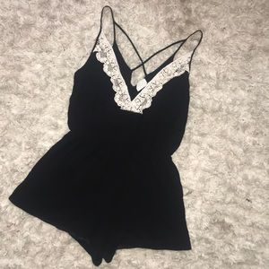 Sienna Sky Black & Lace Romper